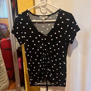 Black Polka Dot Adjustable Ruched Top